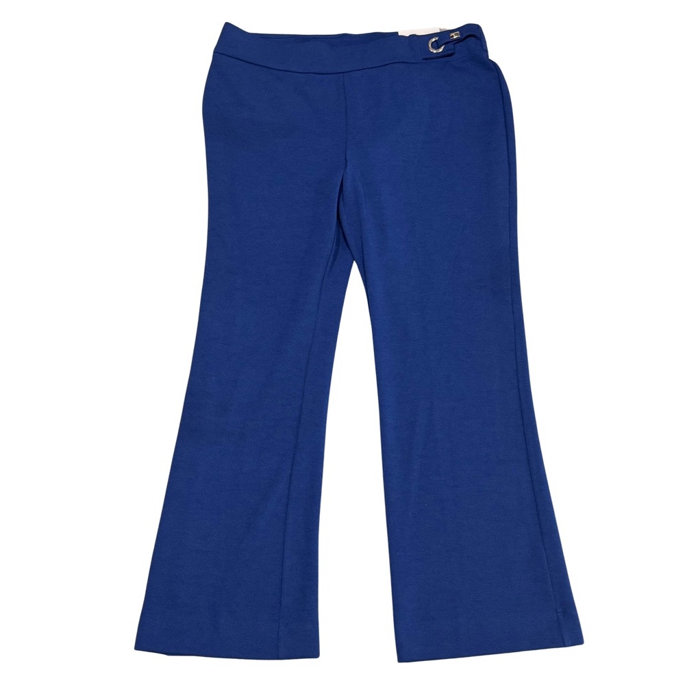 NWT $99 Chico’s Textured Wide Leg Trouser Pants 3R 16R Nocturne Navy Pull On